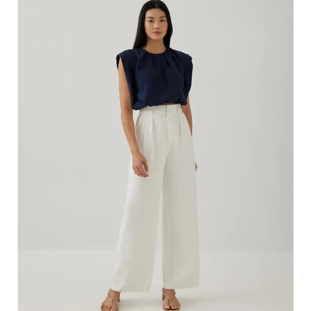 CREAM WIDE LEG TROUSERS